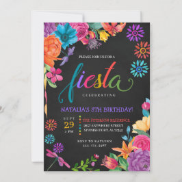 Convite Floral de Aniversário Fiesta Mexicano
