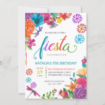 Convite Floral de Aniversário Fiesta Mexicano
