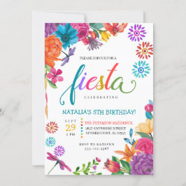 Convite Floral de Aniversário Fiesta Mexicano