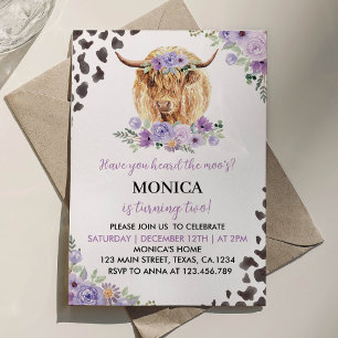 Convite Floral de Aniversário para Menina de Vaca