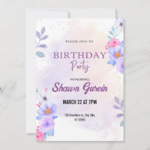 convite Floral de Aniversário personalizado