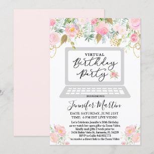 Convite Floral de Aniversário Virtual para Qualque