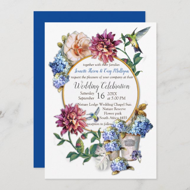 Convite Floral De Aquarela Da Era Vitoriana (Frente/Verso)