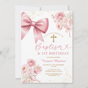 Convite Floral de Batizado e Aniversário de Menina