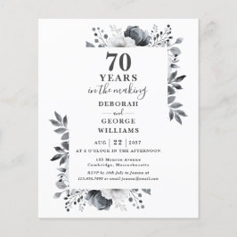 Convite Floral de Bodas de 70 Anos Elegante