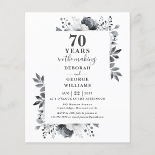 Convite Floral de Bodas de 70 Anos Elegante
