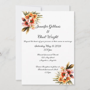 Convite Floral de Casamento, 5x7"