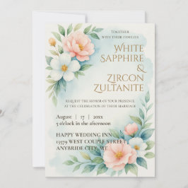 Convite Floral de Casamento Azul e Escamudo