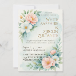 Convite Floral de Casamento Azul e Escamudo