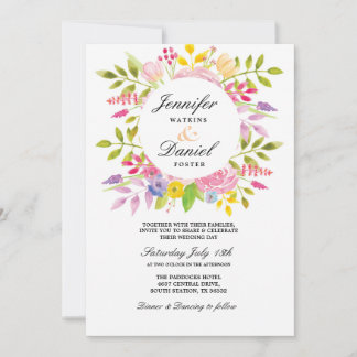 Convite Floral de Casamento Convite Formal Elegant
