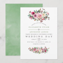 Convite Floral de Casamento de Inverno