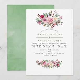 Convite Floral de Casamento de Inverno