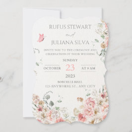 Convite Floral De Casamento Delicado Vintage