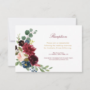 convite floral de casamento em tons de borgonha