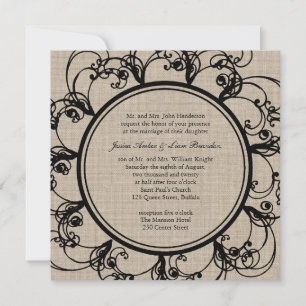 Convite Floral de Casamento na Burlap