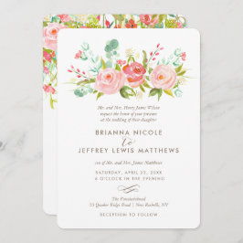 Convite Floral de Casamento rosa