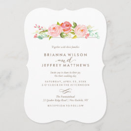 Convite Floral de Casamento rosa