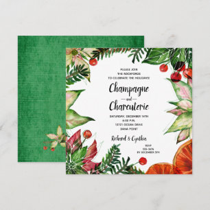 Convite Floral de Charcuterie de Natal Elegante