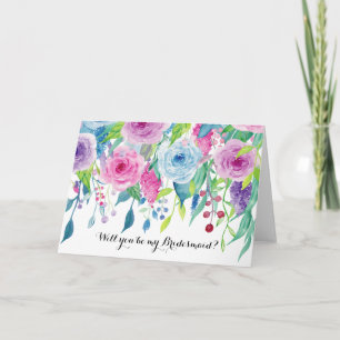 Convite Floral De Cor Azul Cor Azul Rosa Seja Minha Porta-