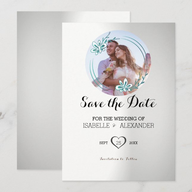 Convite Floral de Foto Personalizado (Frente/Verso)