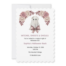 Convite Floral de Halloween Pink Coquette