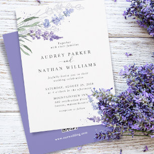 Convite Floral de Lavanda em Aquarela Romântica c/