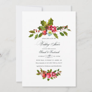 Convite Floral de Natal para Chá de Noiva com Azev