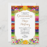Convite Floral de Quinceañera Dourada Mexicana<br><div class="desc">Dourada Mexicana Quinceañera InvitationMis Quince Anos,  15 Birthday</div>