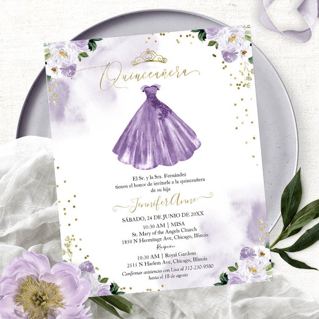 Convite Floral de Quinceanera Espanhol Orçamento (Criador carregado)