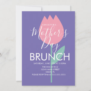 Convite Floral de Tulipa para Brunch do Dia das Mã