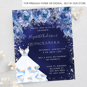 convite floral de vestido azul marinho de Quincean