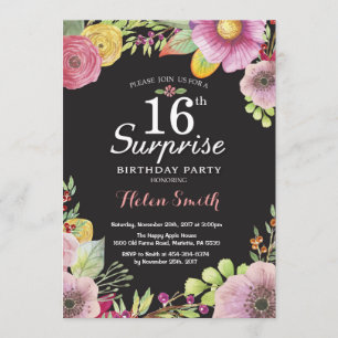 Convite floral do aniversário da surpresa 16o par