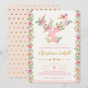 Convite floral do batismo dos cervos de Boho