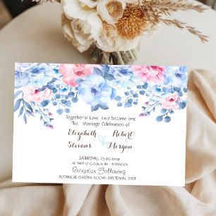 Convite floral do casamento da aguarela azul
