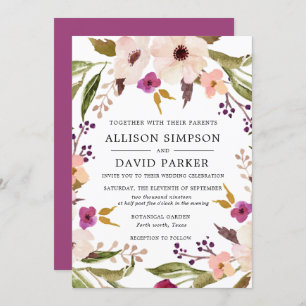Convite floral do casamento da aguarela do chique