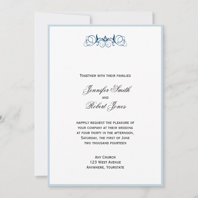 Convite floral do casamento do acento da listra de (Frente)