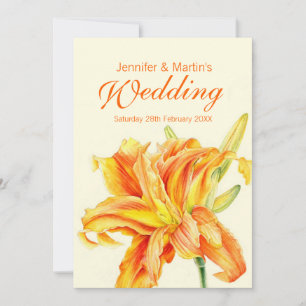Convite floral do casamento do Hemerocallis do