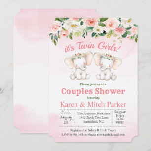 Convite floral do chá de fraldas do elefante GÊM