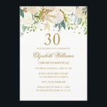 Convite Floral Dourado aniversário de 30 anos Eleg<br><div class="desc">Mais convites florais na loja Little Bayleigh!</div>