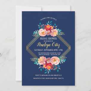 Convite floral Dourado do quadro