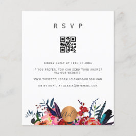 Convite floral elegante código QR orçamento RSVP