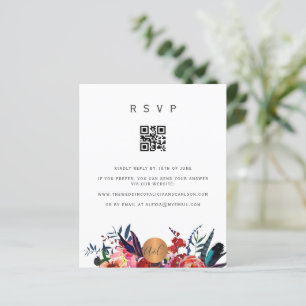 Convite floral elegante código QR orçamento RSVP