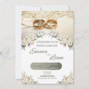 Convite Floral Elegante - Emma & Liam