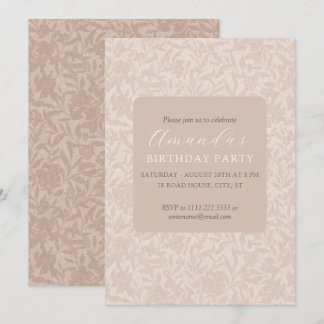 Convite floral elegante neutro bege mocha