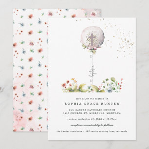 Convite Floral Elegante Para Batismo Floral