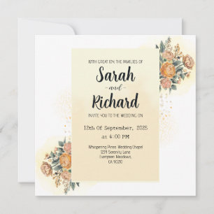 Convite Floral Elegante para Casamento com Código 