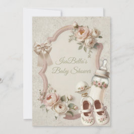 Convite Floral Elegante para Chá de Bebê do Primei