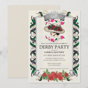 Convite Floral Elegante para Festa do Kentucky Der