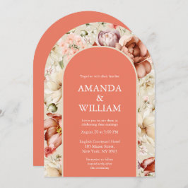 Convite Floral Elegante Terracotta