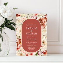 Convite Floral Elegante Terracotta